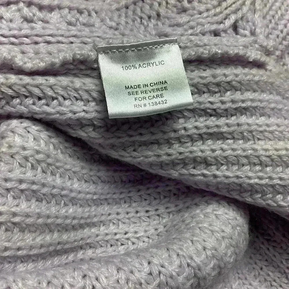 Modcloth Womens S Open Cable Chunky Knit Cowl Sweater Purple Blue Acrylic LS - Picture 7 of 7